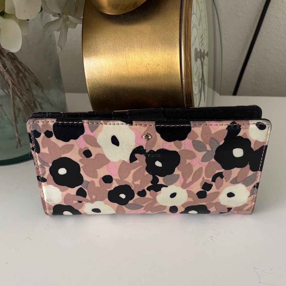 Kate Spade Black and Pink Floral Wallet